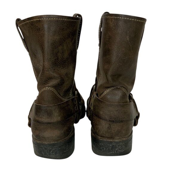 Frye Mens Harness Biker Engineer Boots Size 13 Distressed Brown Leather - Picture 3 of 13